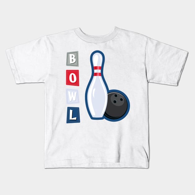 Retro Bowling Kids T-Shirt by SWON Design